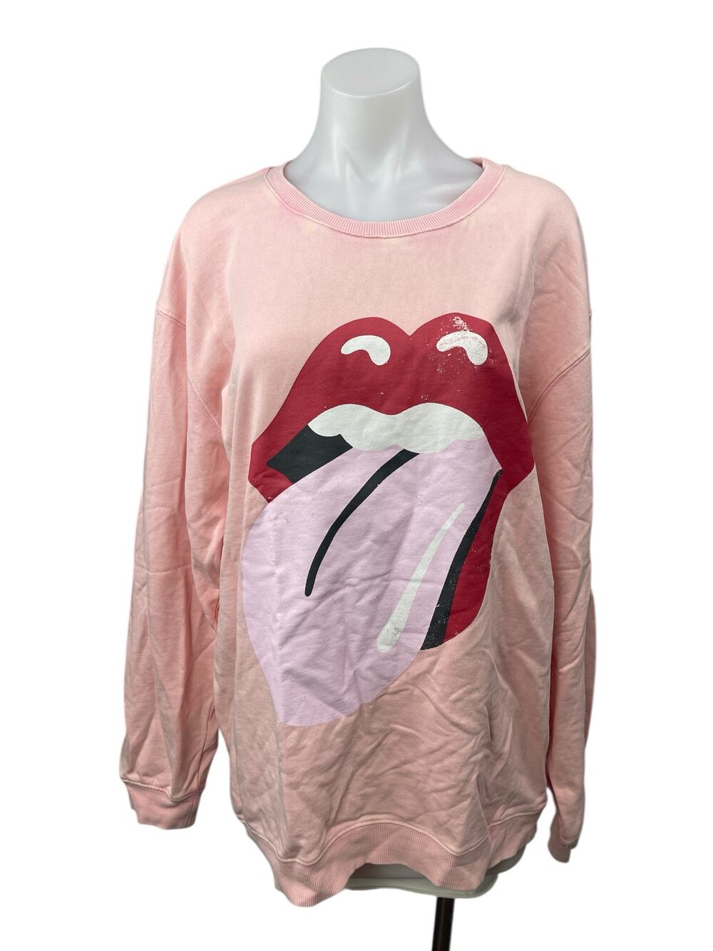 The Rolling Stones Women's Pink Orange Long Sleeve Graphic Sweatshirt Top Size S